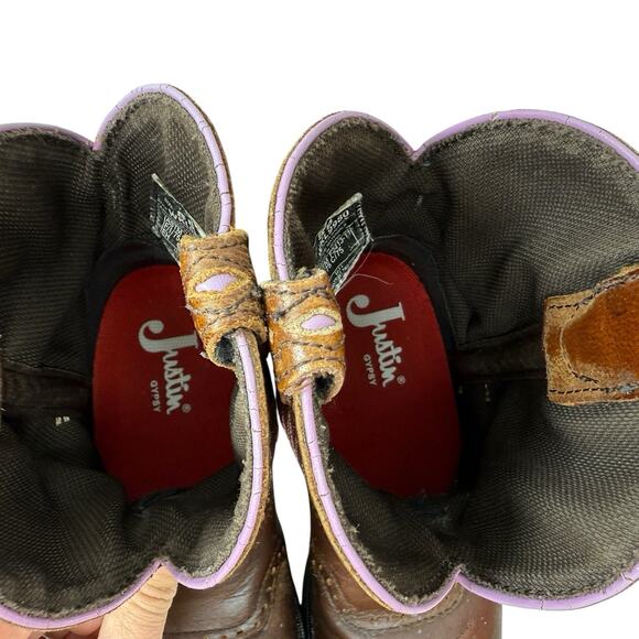 Justin Gypsy Western Work Boots Women size 8B Steel Toe Brown Leather Cowgirl - Picture 11 of 12